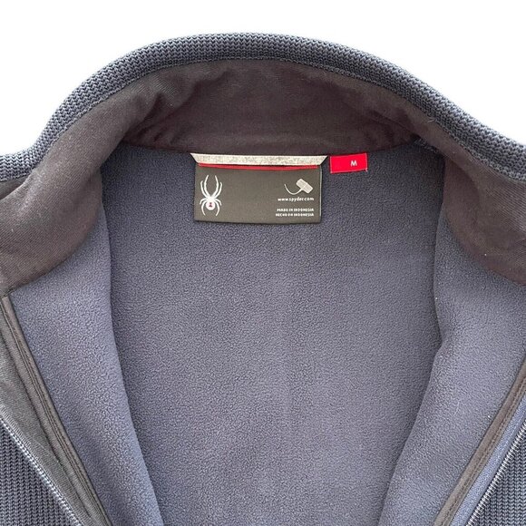 Spyder Active Sports Frontier Blue Ribbed Knit Basic Jacket Sportcore - Picture 5 of 12